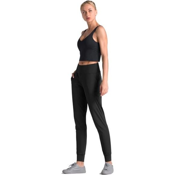 Fit Joggers for Women with Pockets,High Waist Workout Yoga Tapered Sweatpants - Picture 6 of 8